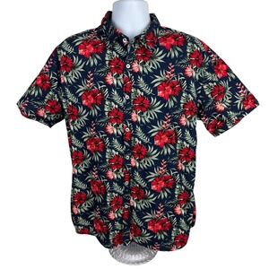 Gentlemen's Outfitters Men's XL Navy Red‎ Tropical Floral Button Down Shirt